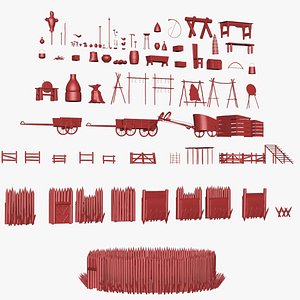 medieval roman buildings parts 3D model