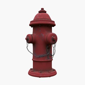Red Fire Hydrant dirty and scratched 3D model