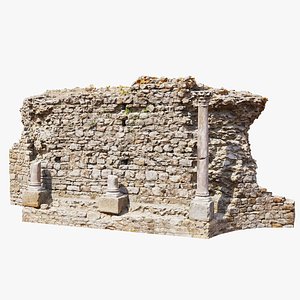 3D Castle Wall Ruin PBR Scan 03