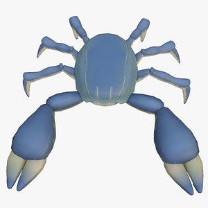Textured and animated blue crab or crustacean
