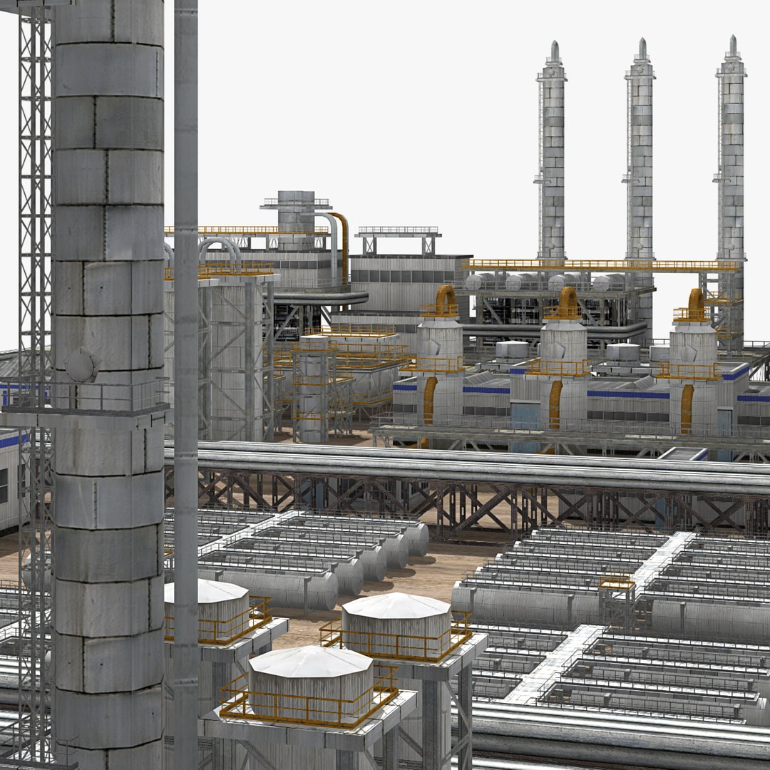 3d model chemical factory complex