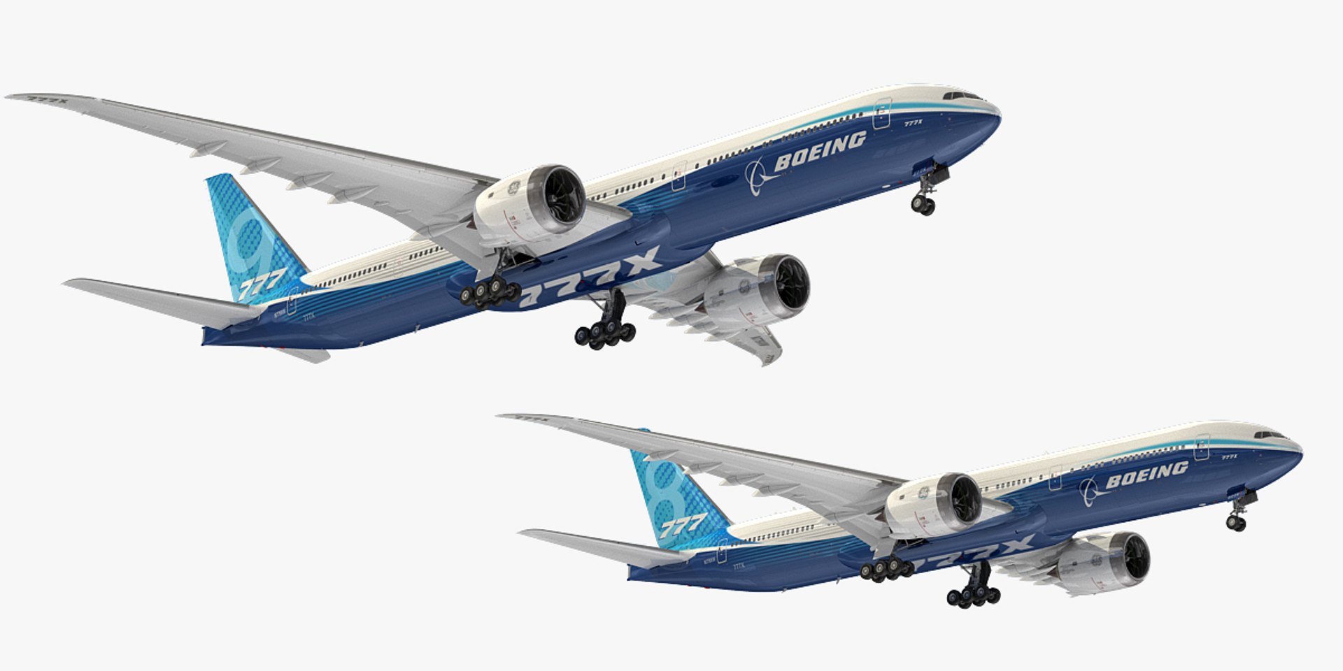 boeing 777x family aircrafts model https://p.turbosquid.com/ts-thumb/Cb/gc2iFx/PJq14vQe/777x_family_blue_00/jpg/1581516832/1920x1080/fit_q87/872bafaf7511c46d621dc65faf8b46346da0d59f/777x_family_blue_00.jpg