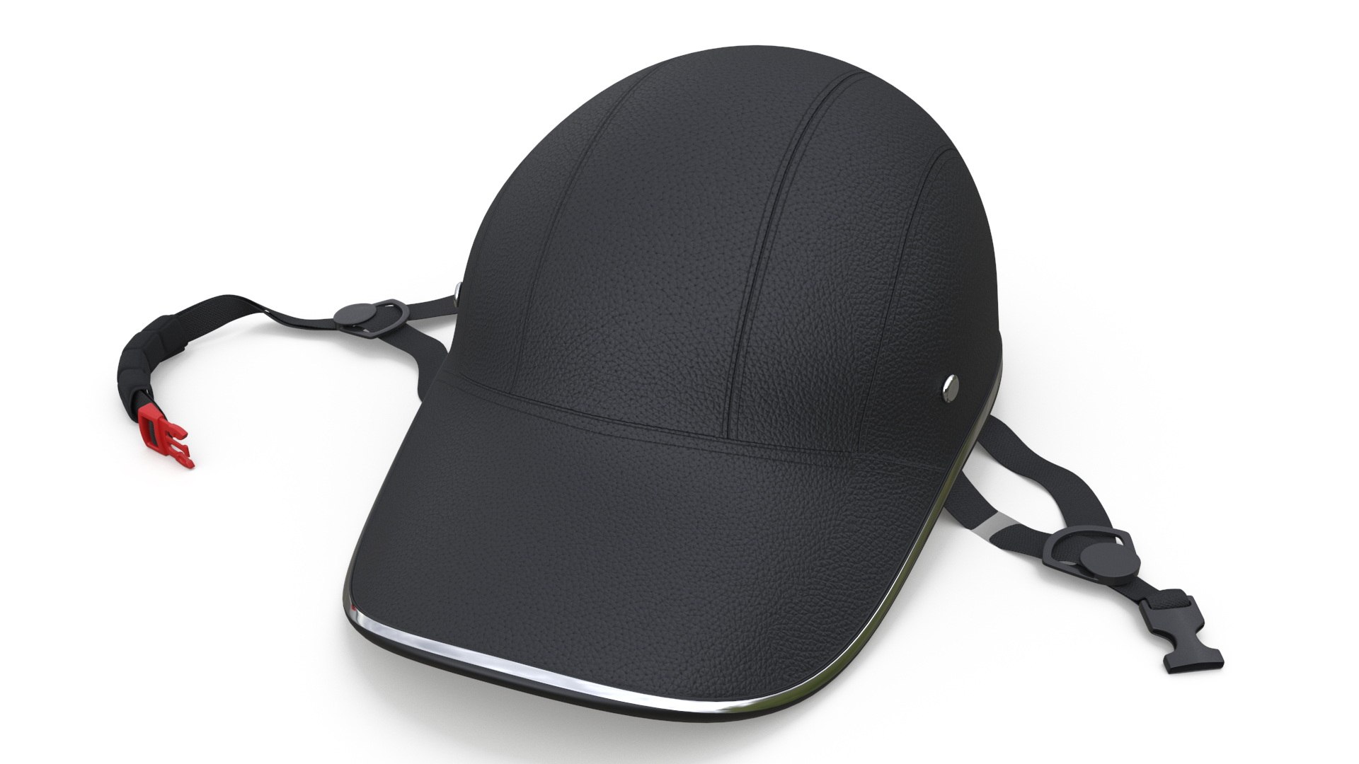 Bike Helmet Black Leather 3D model preview