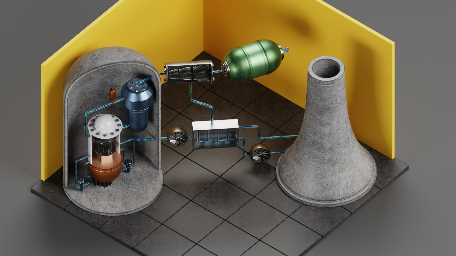 3D Nuclear Reactor - Animated Isometric Power Plant - TurboSquid 2368044