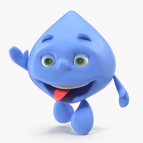 water drop cartoon mascot 3D model