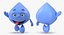 Water Drop Cartoon Mascot Character Waving 3D Model