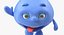 Water Drop Cartoon Mascot Character Waving 3D Model