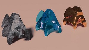 Elephant figurine in different materials model