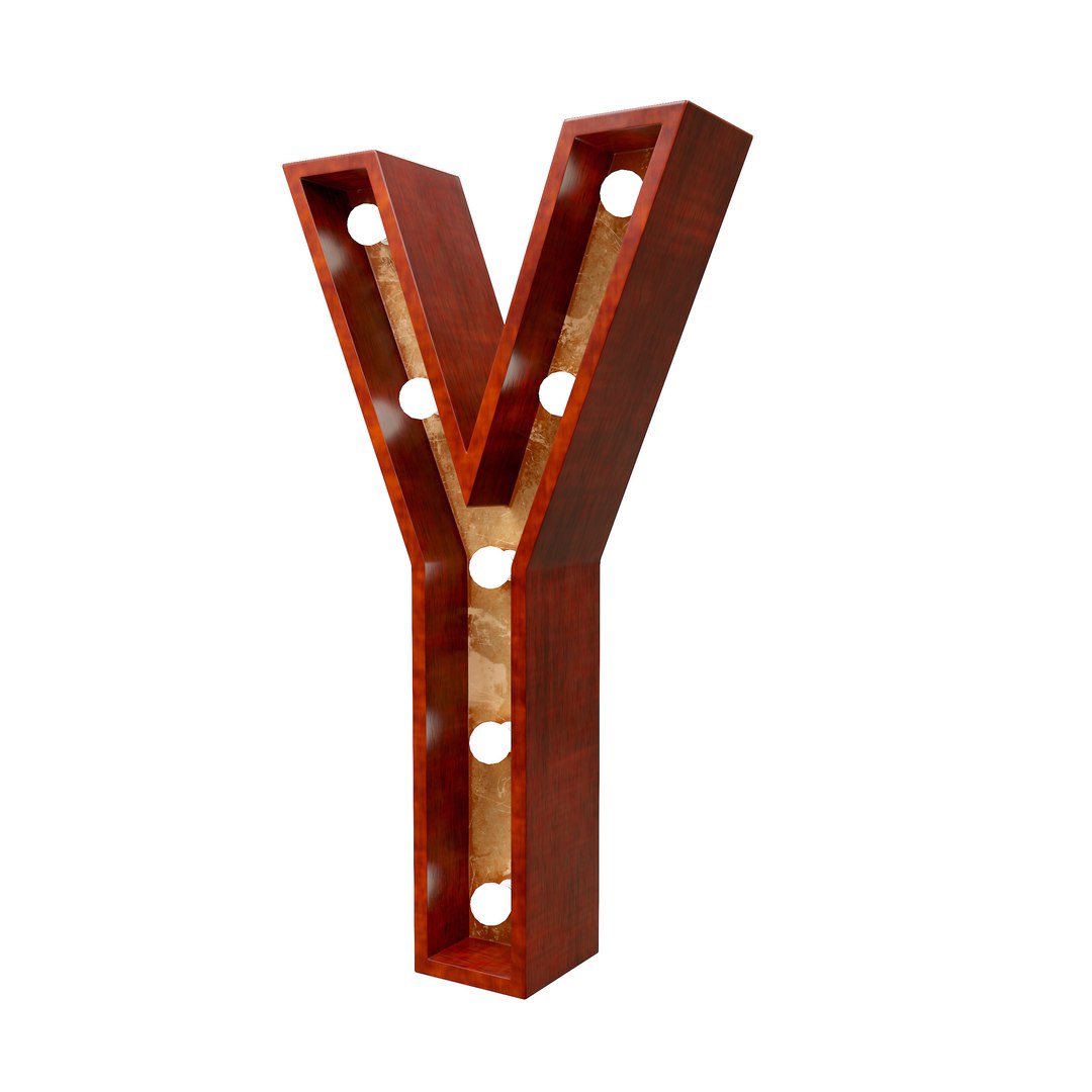 3D Marquee letter Y light bulb wooden glow sign model - TurboSquid 1974662