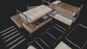 3D old metal bunk model