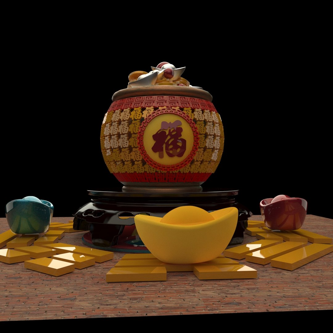 Chinese Treasure Pot 3D - TurboSquid 2145871