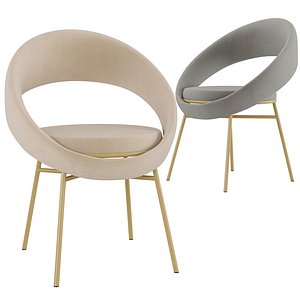Homary-Gray Circle Accent Chair Velvet Upholstered in Gold Legs Accent Chair 3D