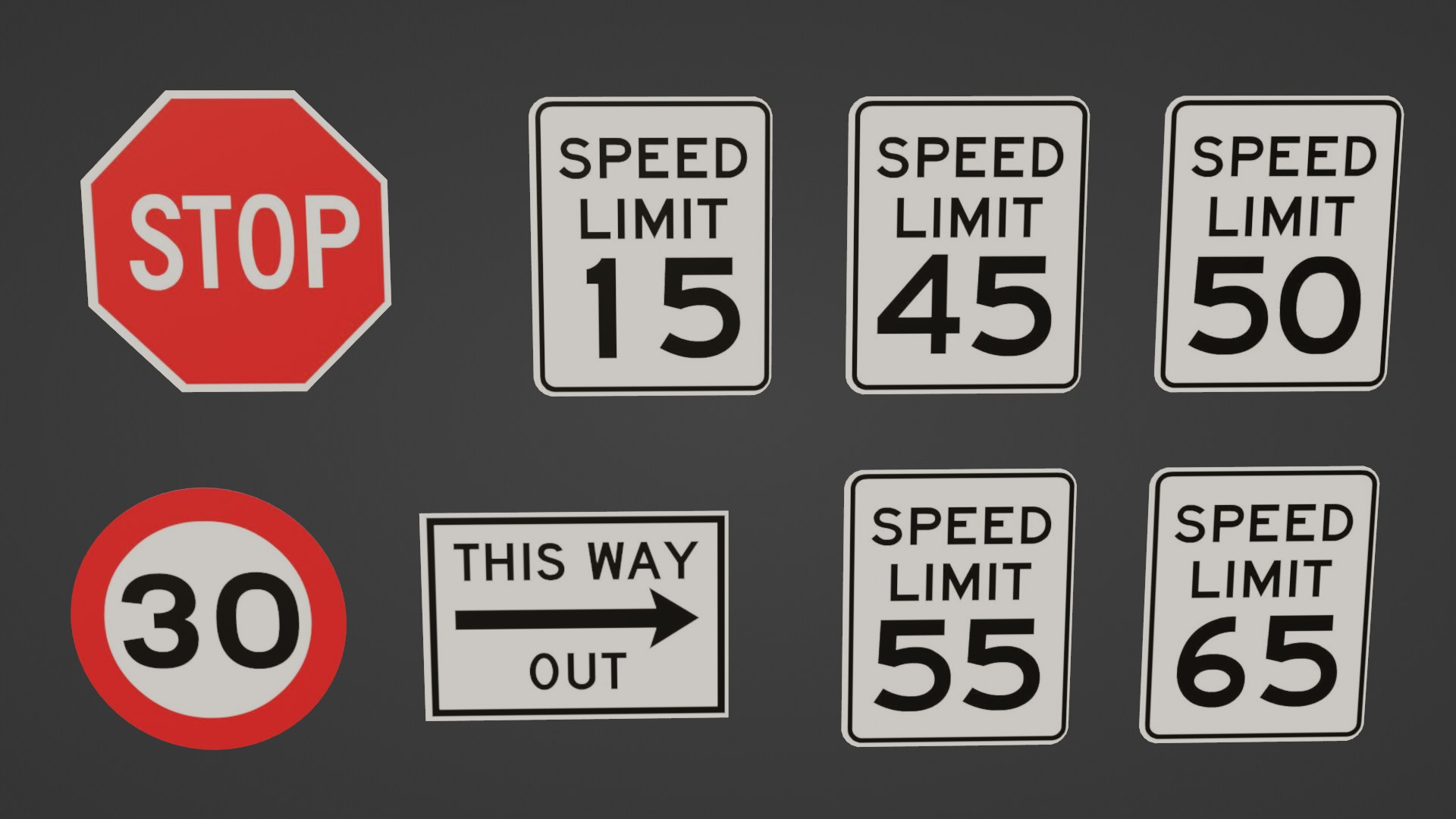 3D Signs And Road Signs - TurboSquid 2110697