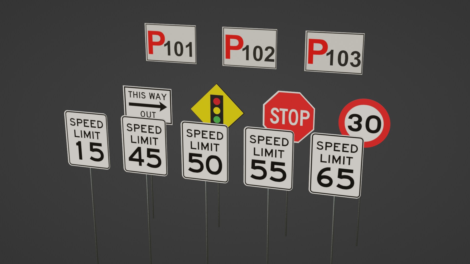 3D Signs And Road Signs - TurboSquid 2110697