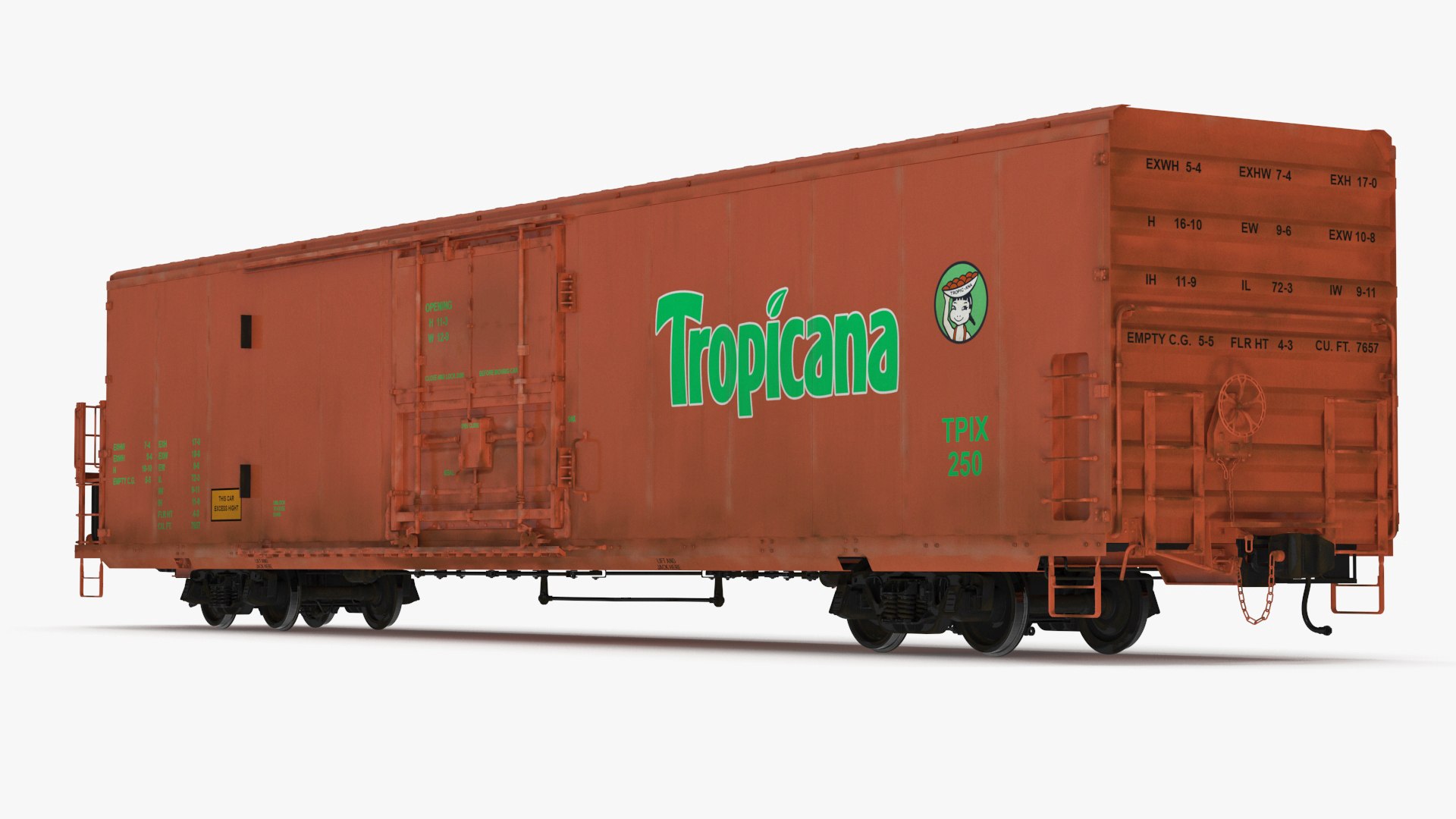Tropicana Refrigerated Boxcar Train 3D model preview