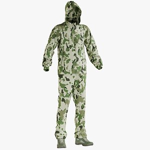 3D realistic green military uniform model