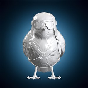 Pilot Bird Character 3D Print Model 3D
