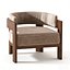 Modern Curved Solid Wood Armchair Leather Lounge Chair 3D Model
