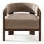 Modern Curved Solid Wood Armchair Leather Lounge Chair 3D Model