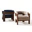 Modern Curved Solid Wood Armchair Leather Lounge Chair 3D Model