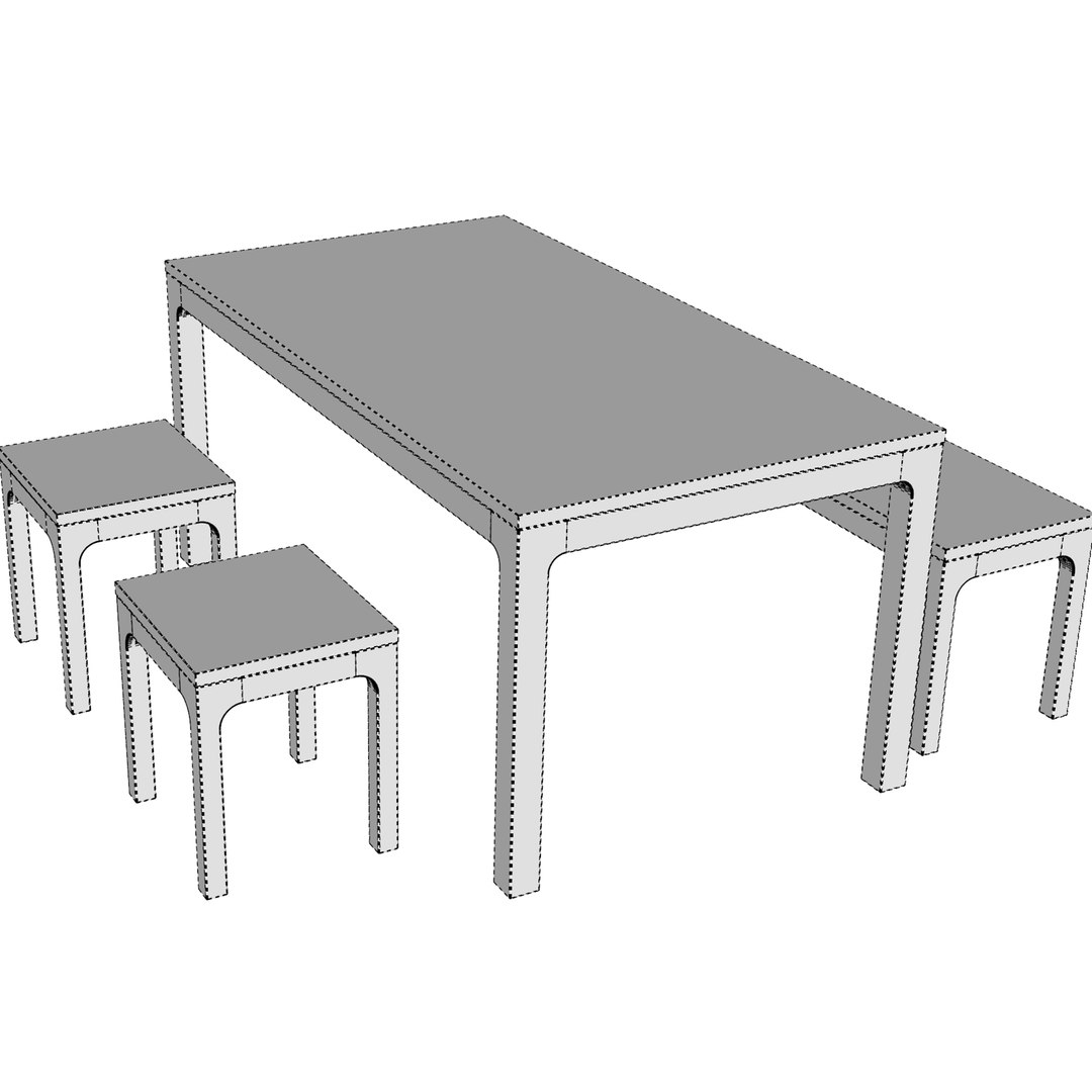 WOODONE Japanese Dining Table Set 3D Model TurboSquid 2139630