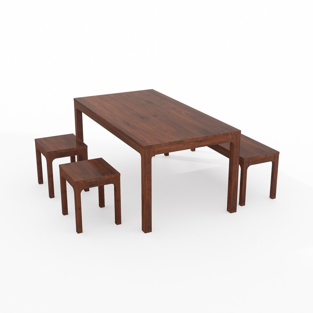 WOODONE Japanese Dining Table Set 3D Model TurboSquid 2139630