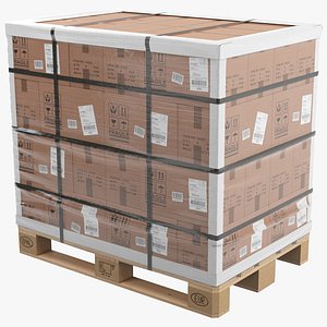 3D Pallet With Boxes