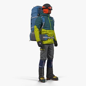 man traveler backpack standing 3D model