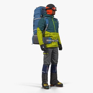 Man Traveler with Backpack Standing Pose
