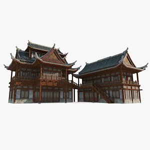 Asian Ancient Architecture Attic Attic Inn 3D model