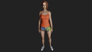 Realistic 3D Model of a Young Girl in Vibrant Attire