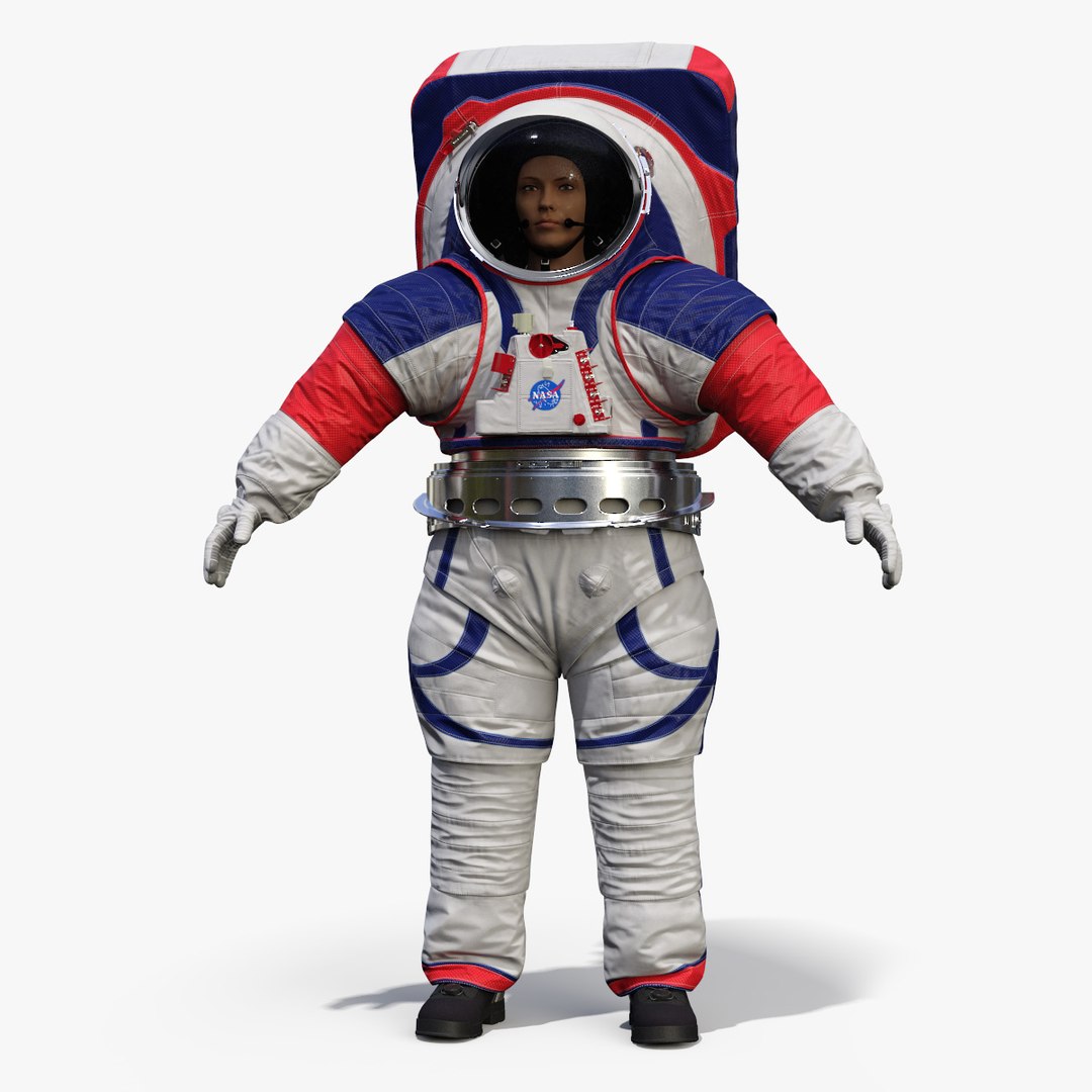 Female Astronaut NASA xEMU Spacesuit Rigged for Cinema 4D 3D model preview