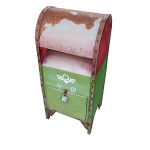 3D Game Ready Korean Street Old Rusty Postbox