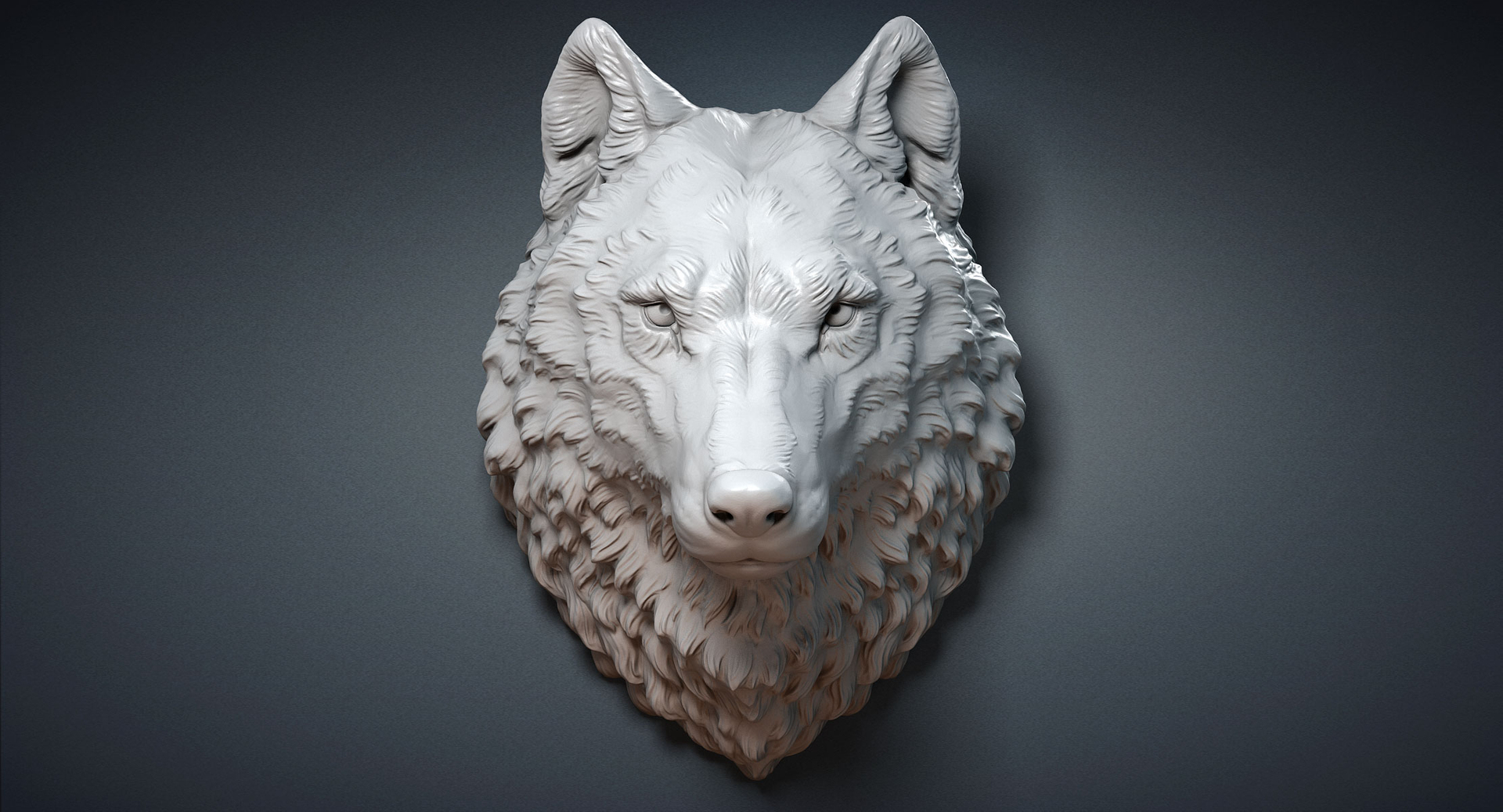 max wolf head sculpture