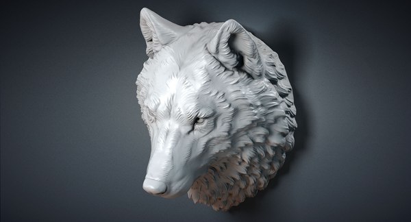 max wolf head sculpture