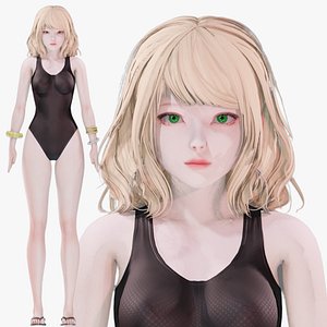 Bikini 0005 - UE5 - Unity - Blender - Animated - Realistic Female Character