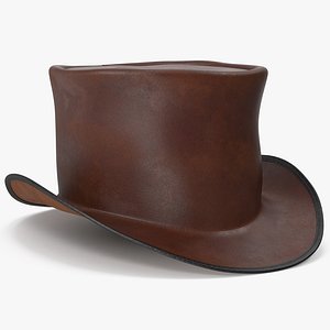 3D Leather Top Hat Brown