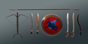 ancient greek weapons pack 3D