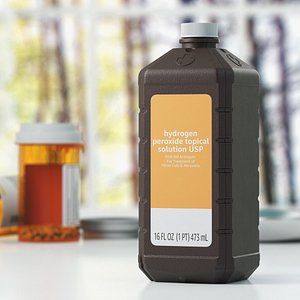Plastic Medicine Bottle Hydrogen Peroxide 16 Fl Oz