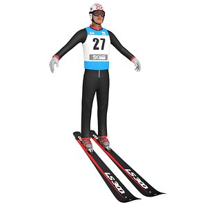 3d model winter ski jumper