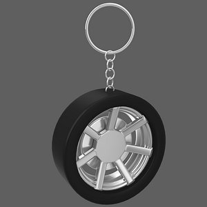 3D model Simple Chrome Wheel Keychain