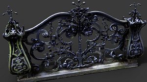 mossy balustrade ancient ironwork PBR photogrammetry 3D model