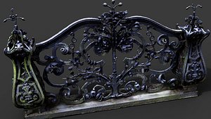 mossy balustrade ancient ironwork PBR photogrammetry