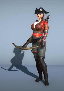 pirate female crossbow - 3D model