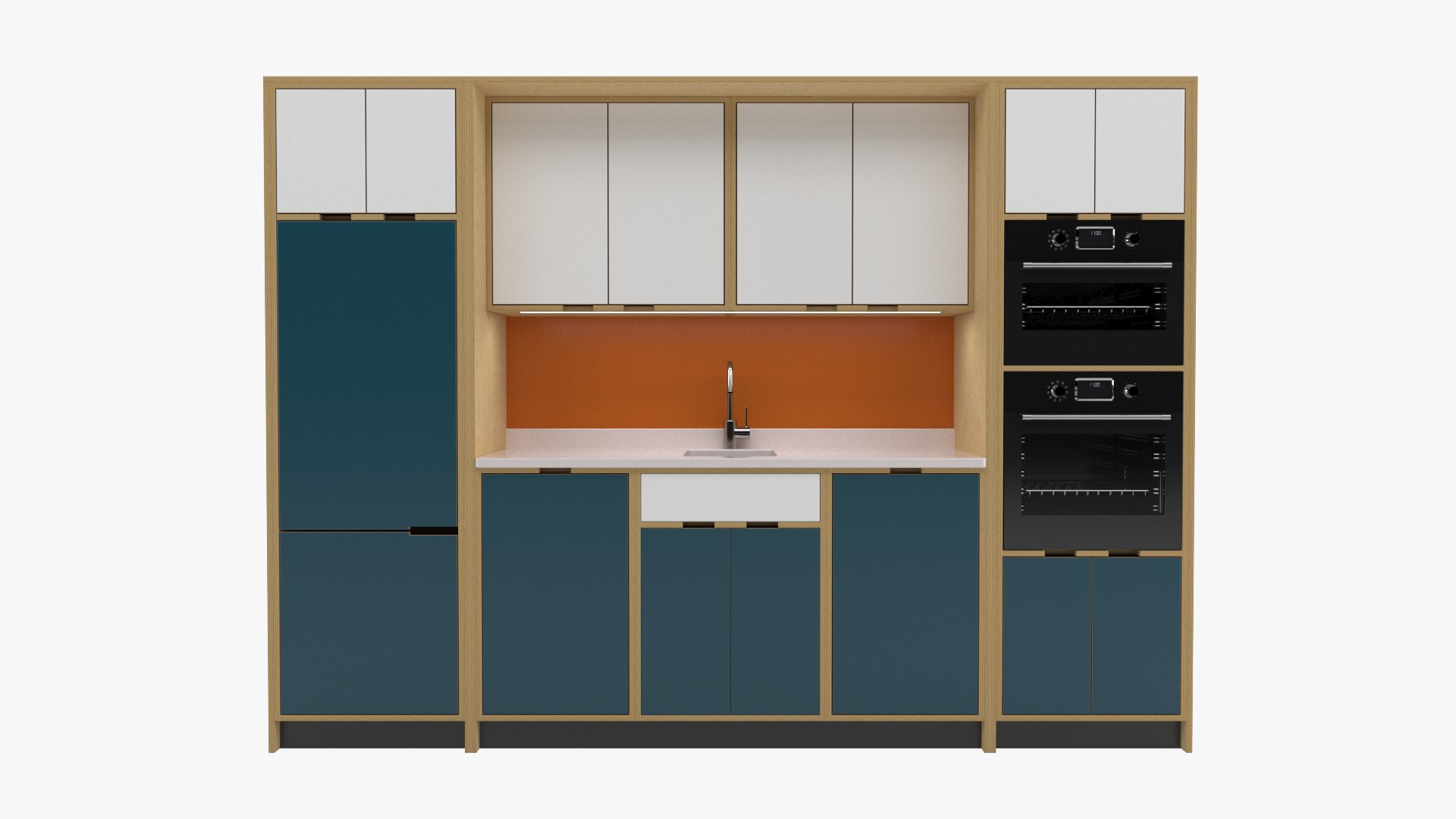 3D Model Plywood Kitchen Block 2 - TurboSquid 1852538