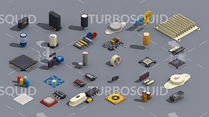 3D model Low Poly Semiconductor Components Isometric Low-poly 3D model