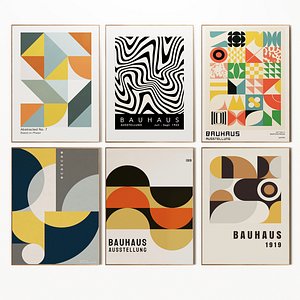 3D Bauhaus multicolour Poster set