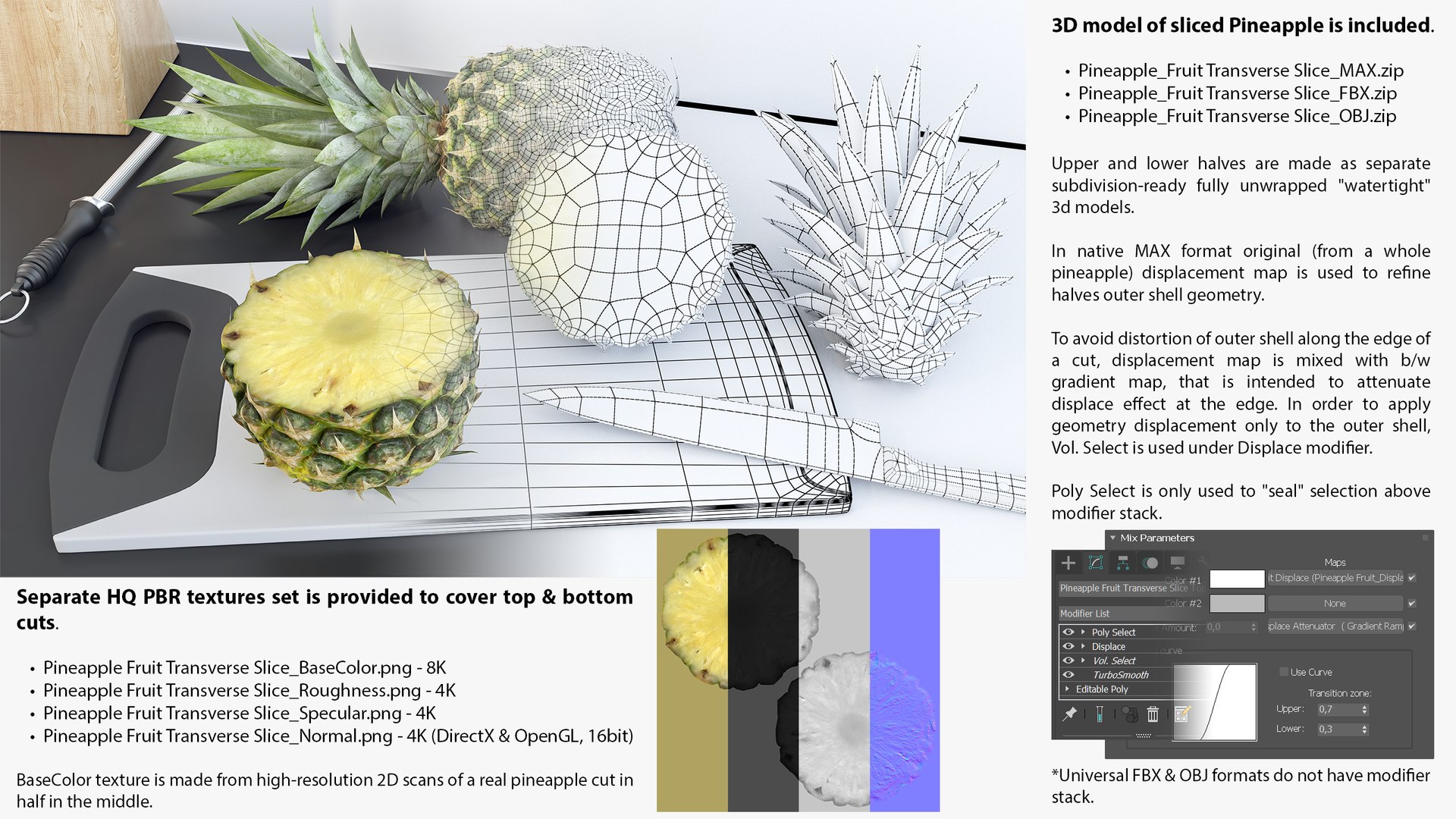 3D Ultra Detailed Pineapple model https://p.turbosquid.com/ts-thumb/Cd/tyalFN/jT/24_01optimtransverseslicewiretex/png/1639046600/1920x1080/fit_q87/6727de79ce613af9026e5563cec313e77d6b6c57/24_01optimtransverseslicewiretex.jpg