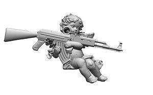 3D Angel AK47 Kalashnikova assault rifle Pendant