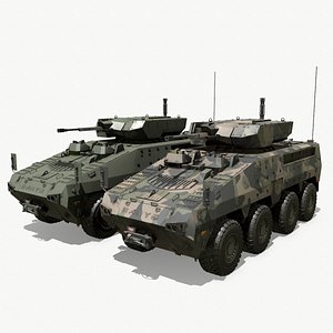 3D BARYS 8x8 AWV Armoured Wheeled Vehicle model